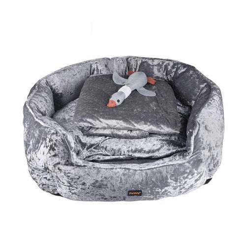 PaWz Pet Bed Set Dog Cat Quilted Blanket Squeaky Toy Calming Warm Soft Nest Grey L - Ozpetsupply - Pet Supplies