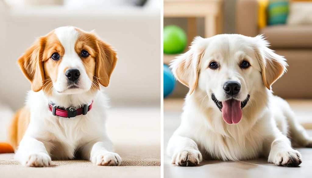 Comparing puppies and adult dogs