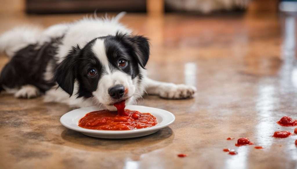 Dog ate tomato sauce