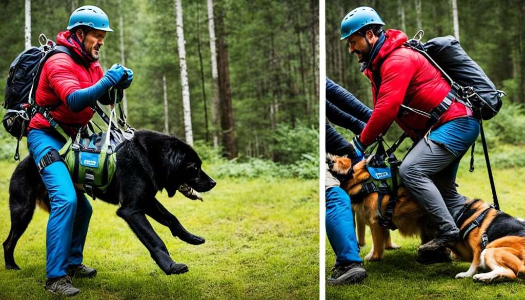 can you pick a dog up by the harness