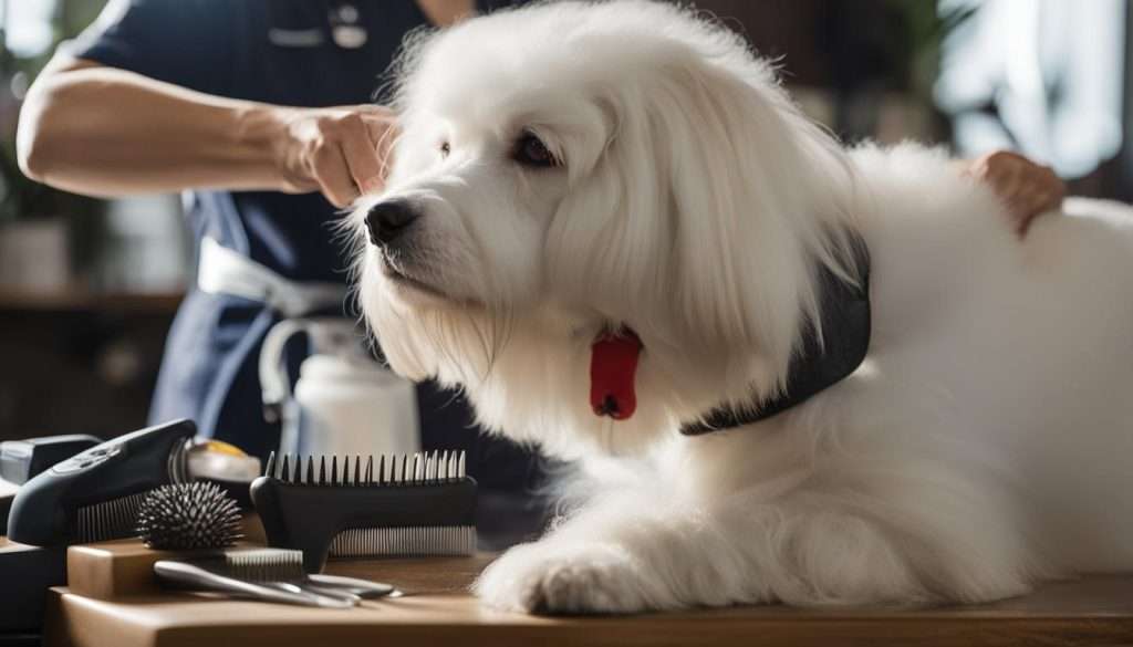 grooming dog face and paws