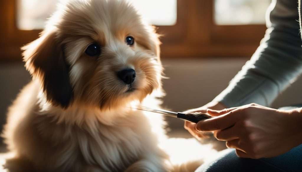 puppy fur brushing