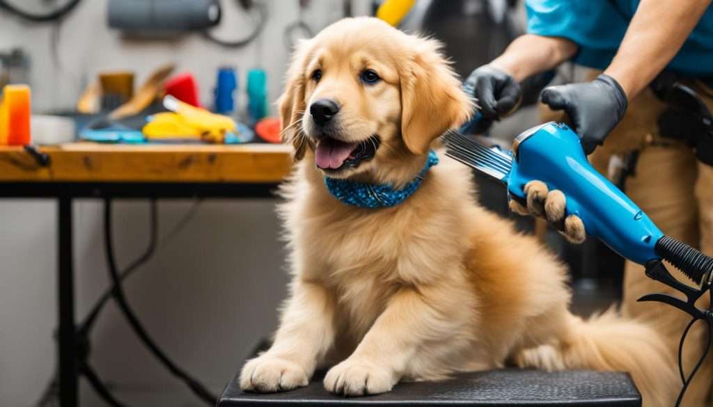puppy's first grooming experience
